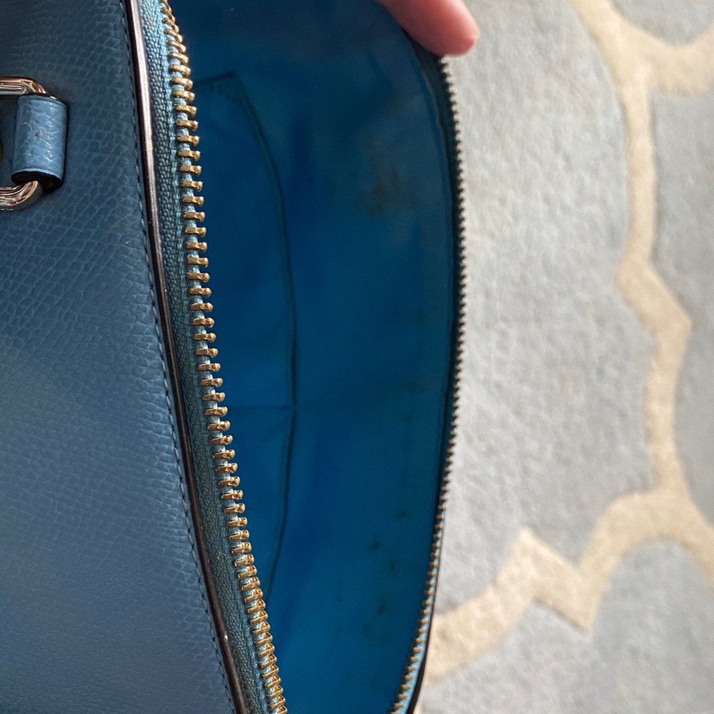 Coach Blue Leather Dome Satchel with Gold Hardware - Picture 10 of 16